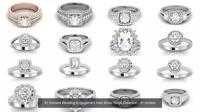 81 Solitaire Wedding Engagement Halo Bridal Rings Collection 