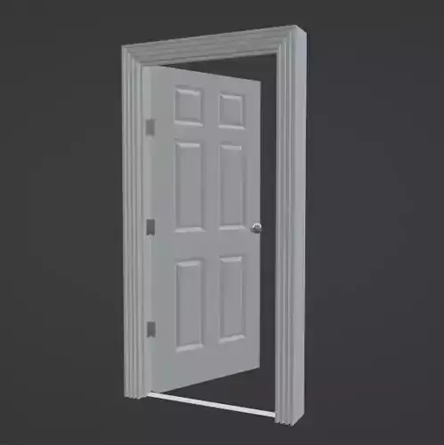 Modern White Wood 6 Panel Door 3D model