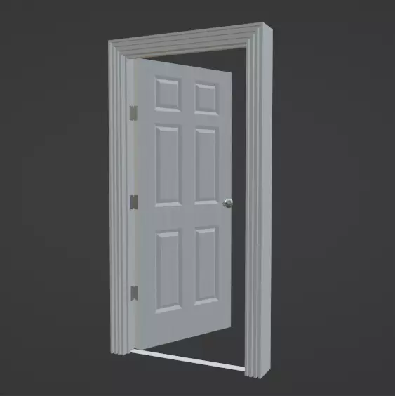 Modern White Wood 6 Panel Door 3D model_0