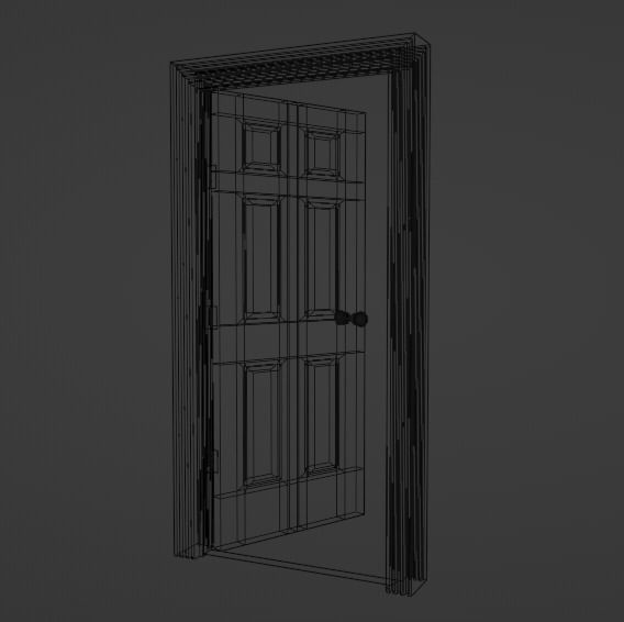 Modern White Wood 6 Panel Door 3D model_2