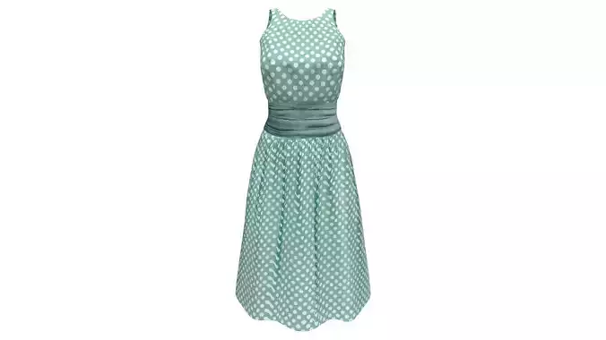 Polka Dots Retro Dress Low-poly 3D model