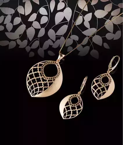 Traditional set gold leaf pendant