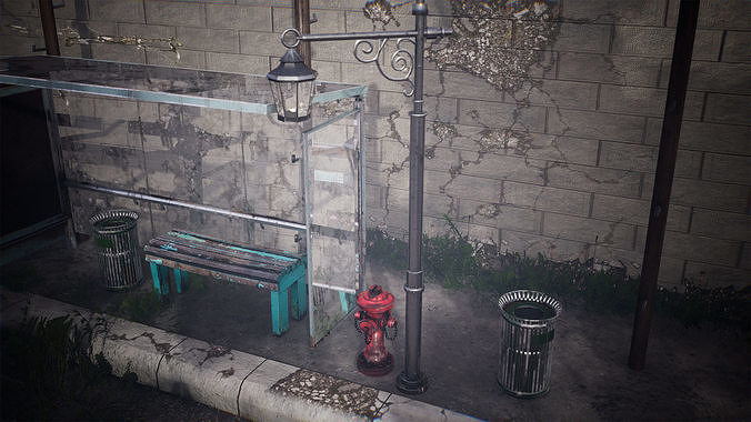 Street Props  49 Assets Low-poly 3D model 7