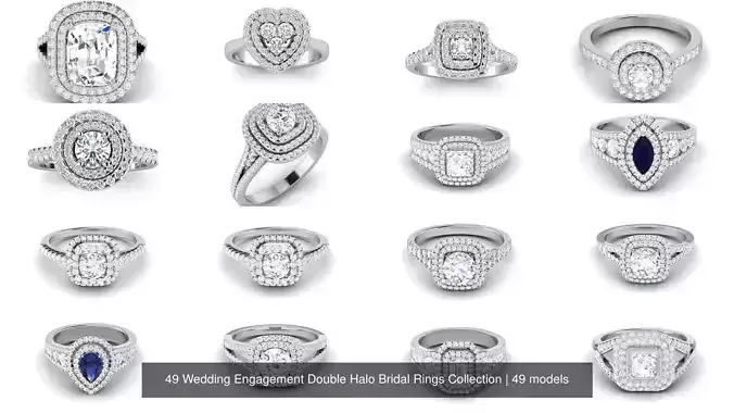 49 Wedding Engagement Double Halo Bridal Rings Collection 