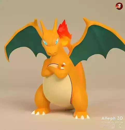 Pokemon charizard with cuts and plugs 3D print model