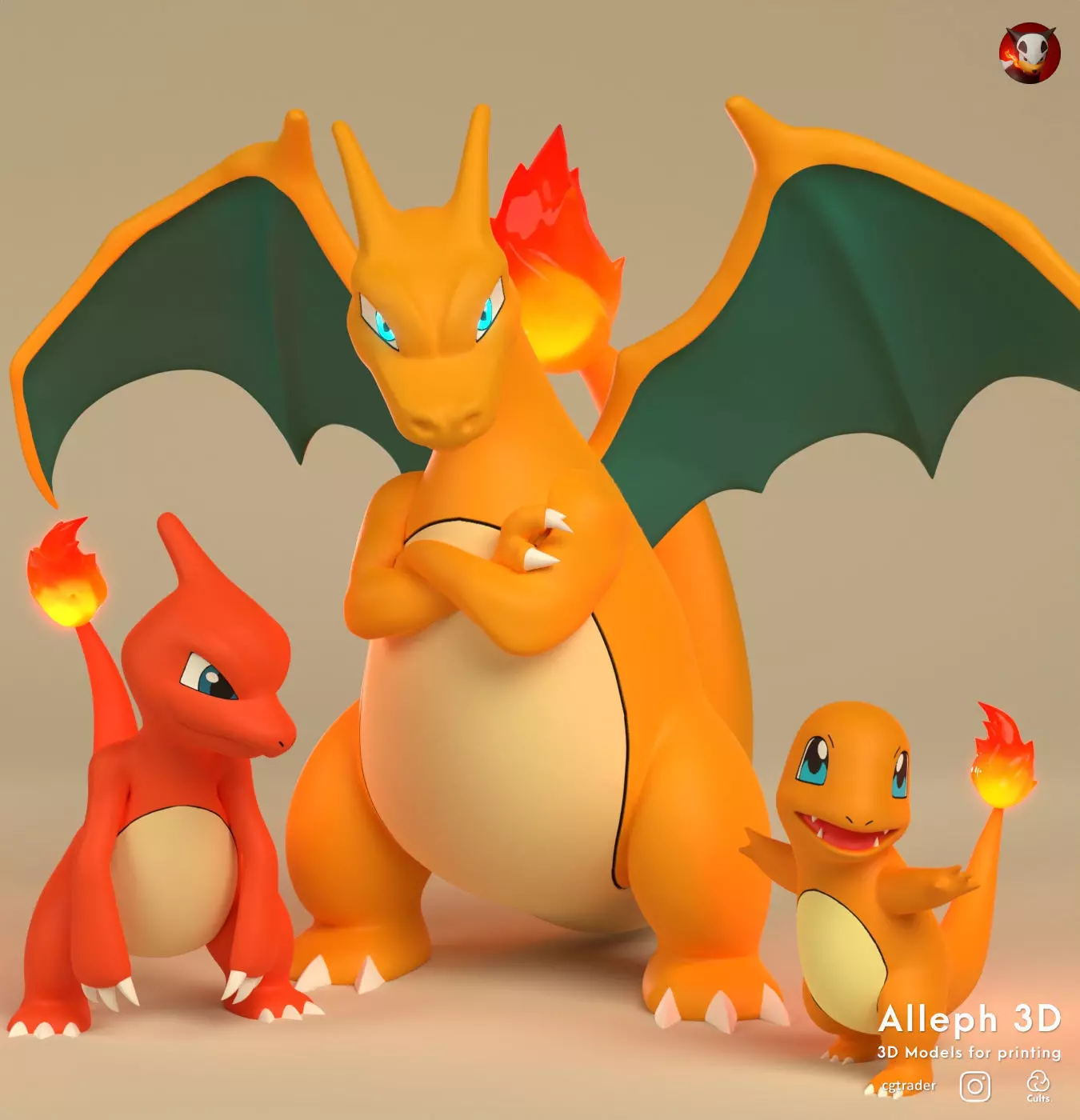 Pokemon charmander evolution pack 3D print model_0