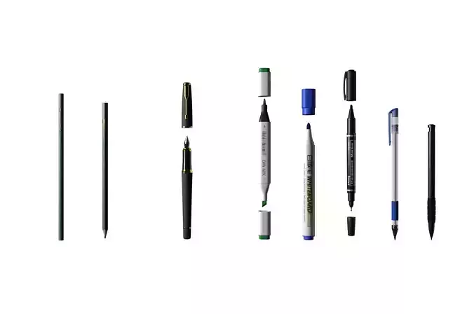 Types of Pens 3D model