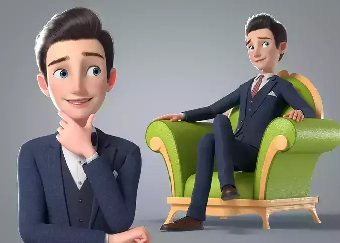 Cartoon Man Rigged 3D model