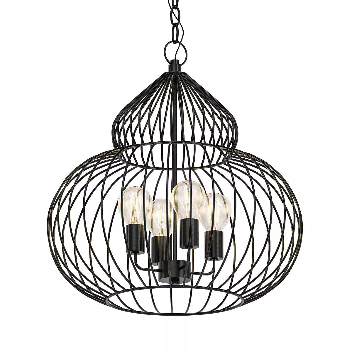 Rega 3 pendant light in iron cage 3D model_0
