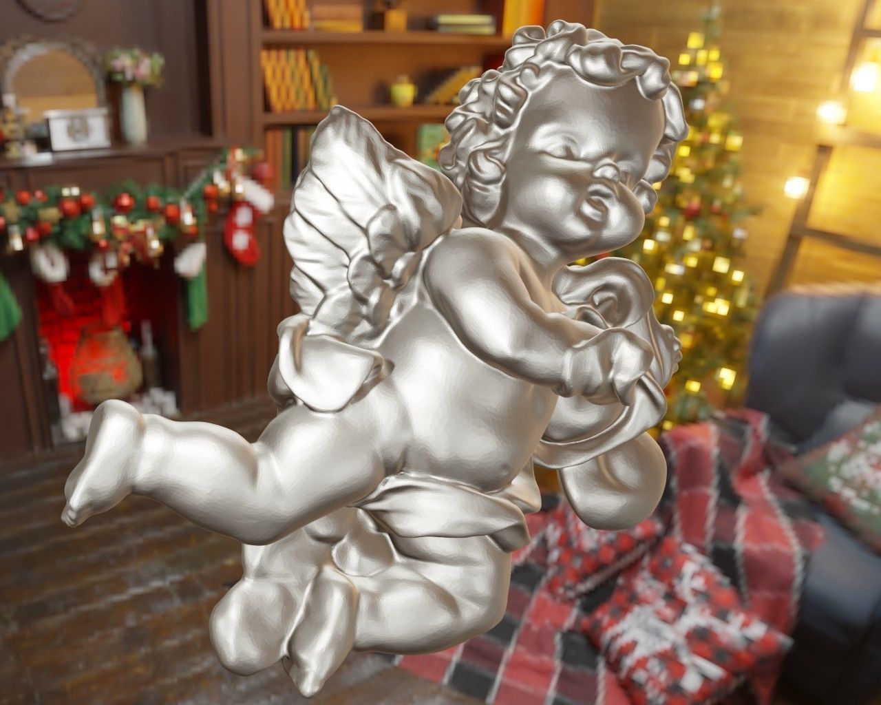 Ange ornement decoration pour sapin 3D print model_4