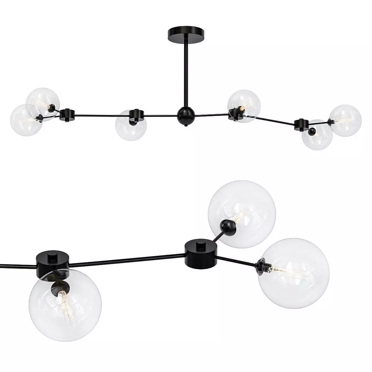 Grote chandelier - clear glass globes 3D model_0