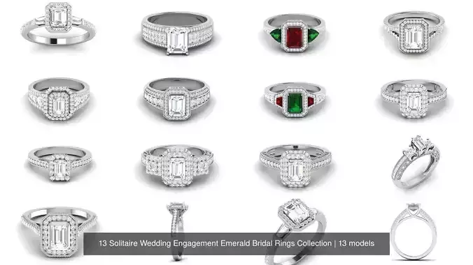 13 Solitaire Wedding Engagement Emerald Bridal Rings Collection 