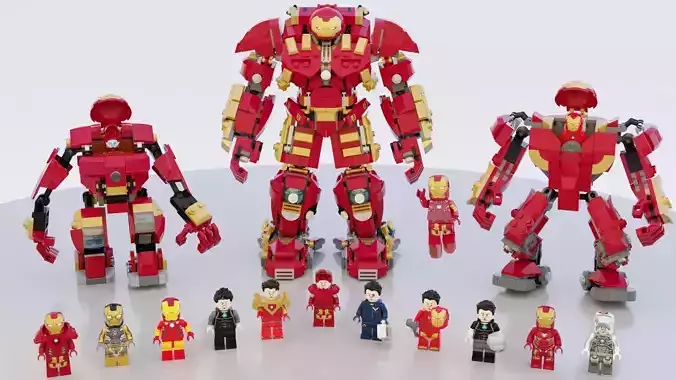 Lego Iron Man and HulkBuster big pack 3D model