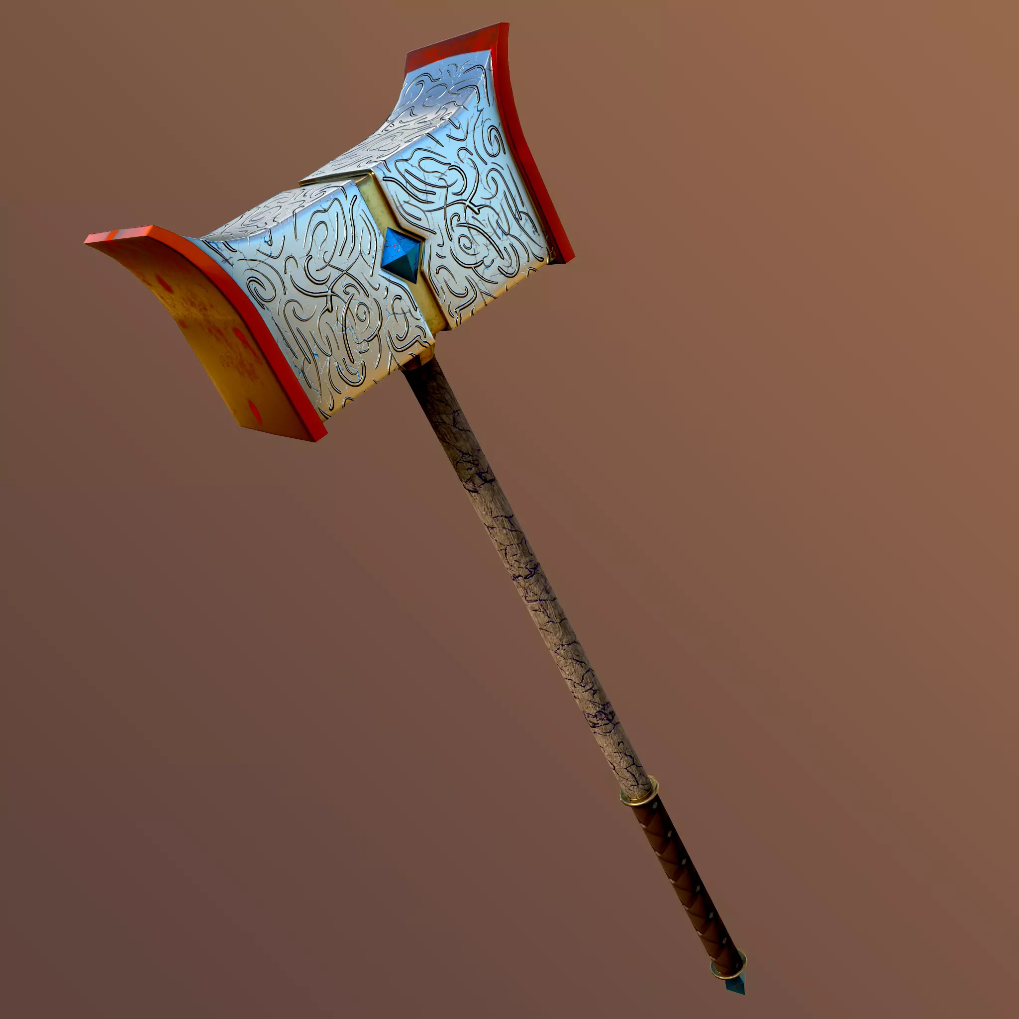 Two-Handed Hammer Low-poly 3D model_0