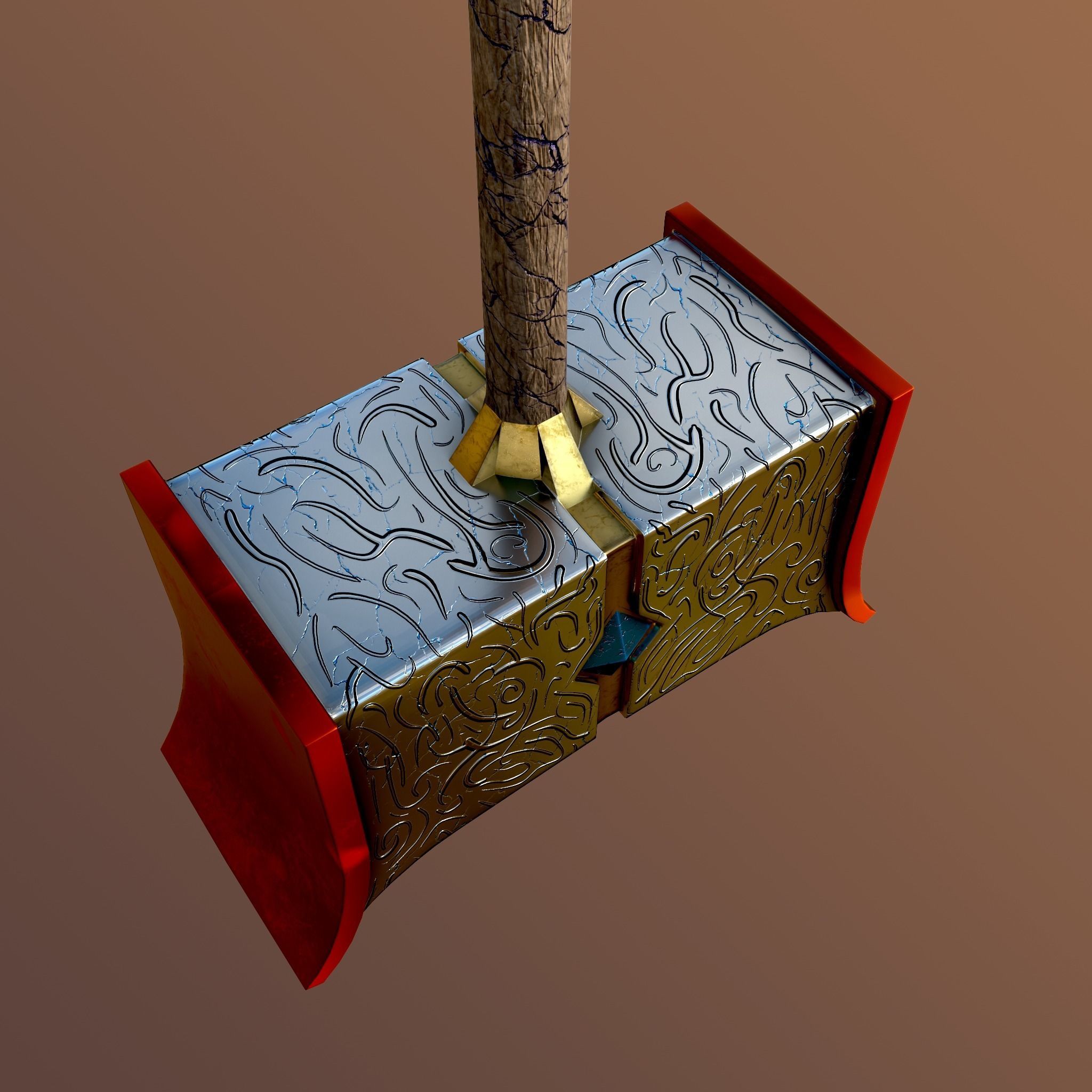 Two-Handed Hammer Low-poly 3D model_5