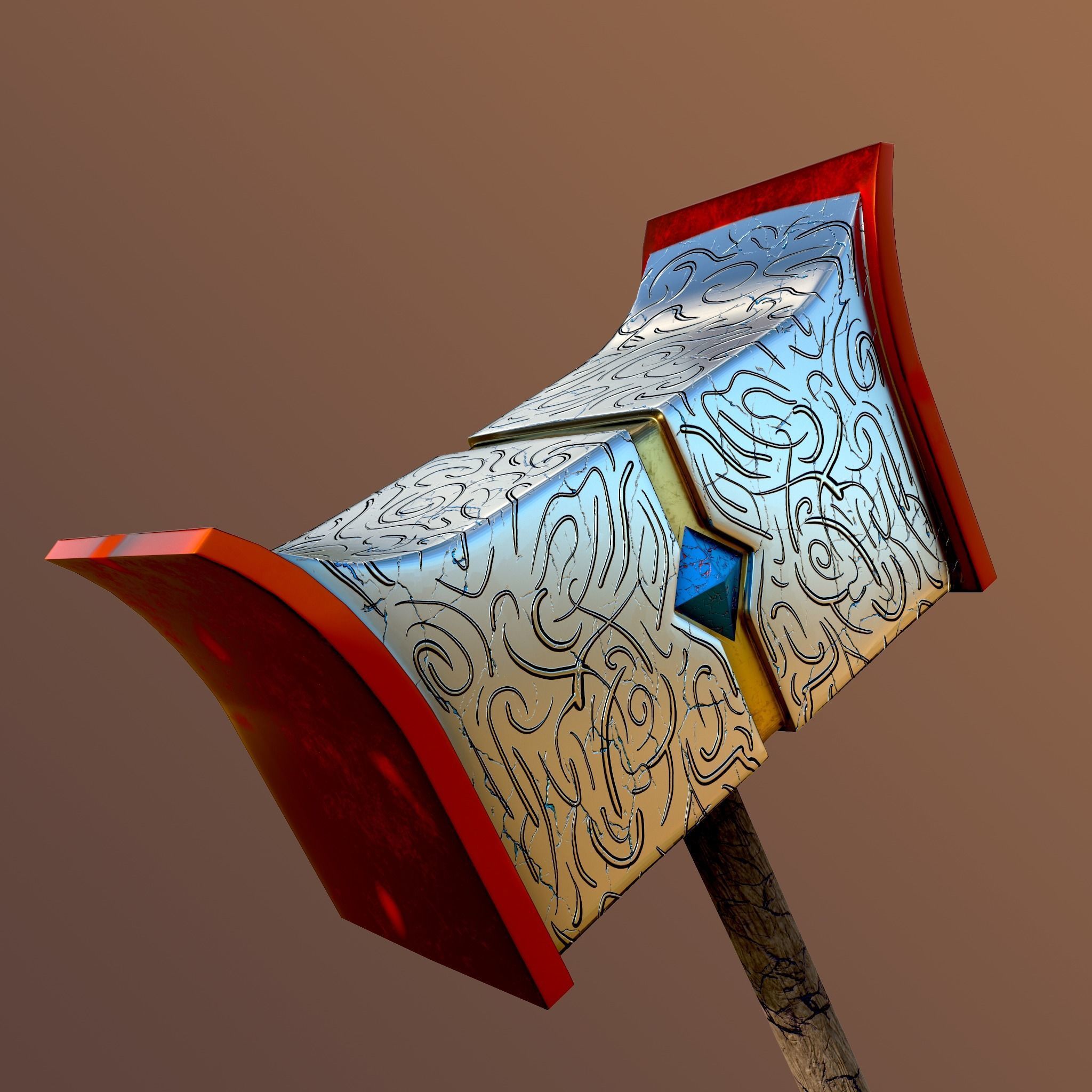 Two-Handed Hammer Low-poly 3D model_1