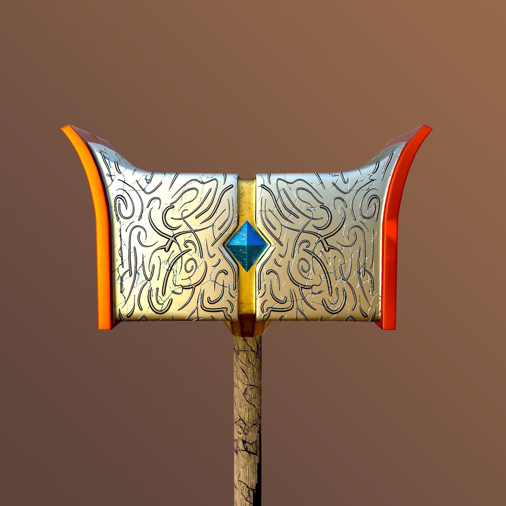 Two-Handed Hammer Low-poly 3D model_8