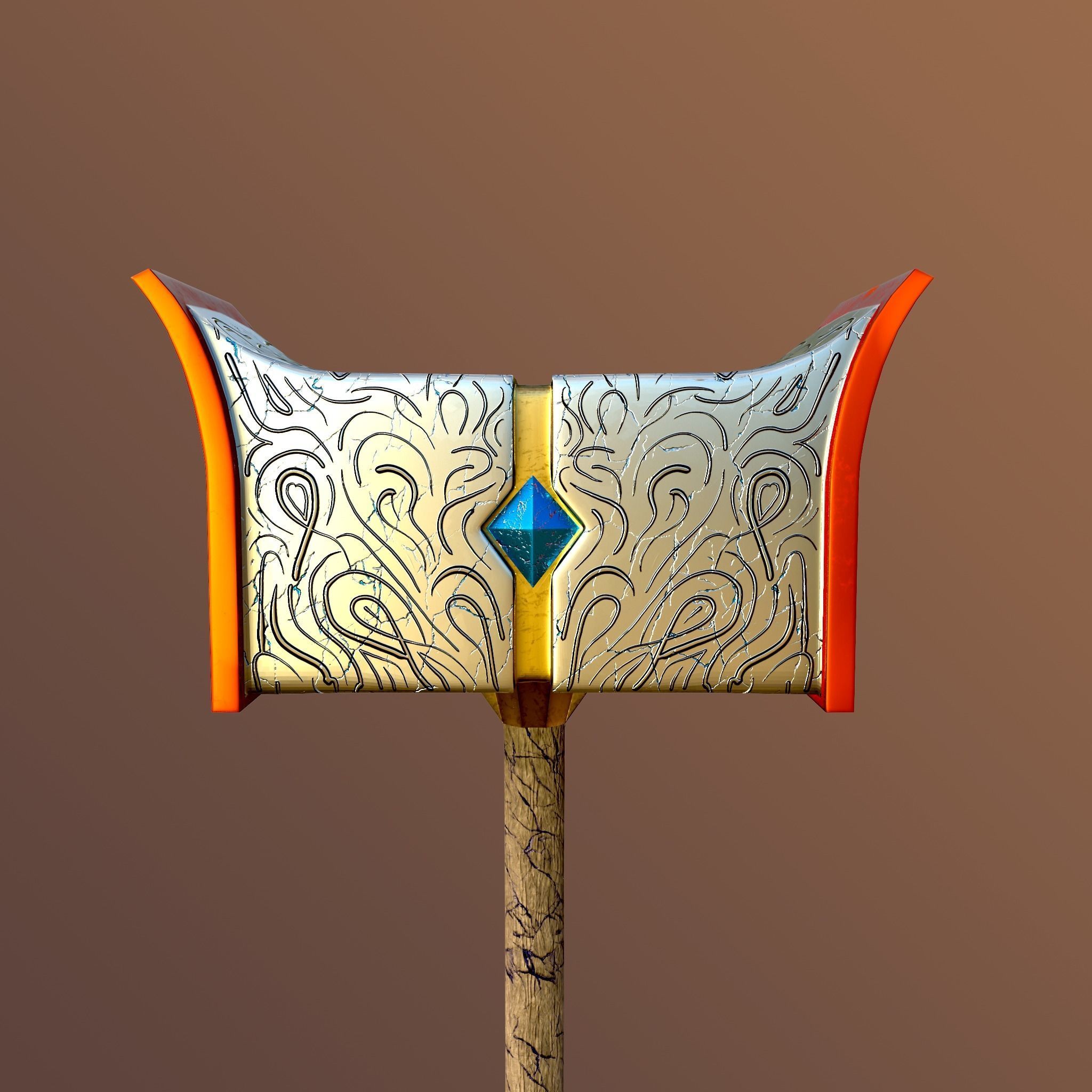 Two-Handed Hammer Low-poly 3D model_7