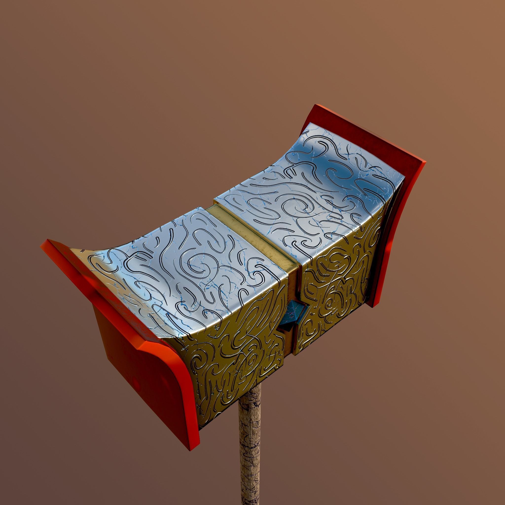 Two-Handed Hammer Low-poly 3D model_4