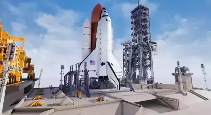 Space Shuttle Launch  Realistic Environment Low-poly 3D model