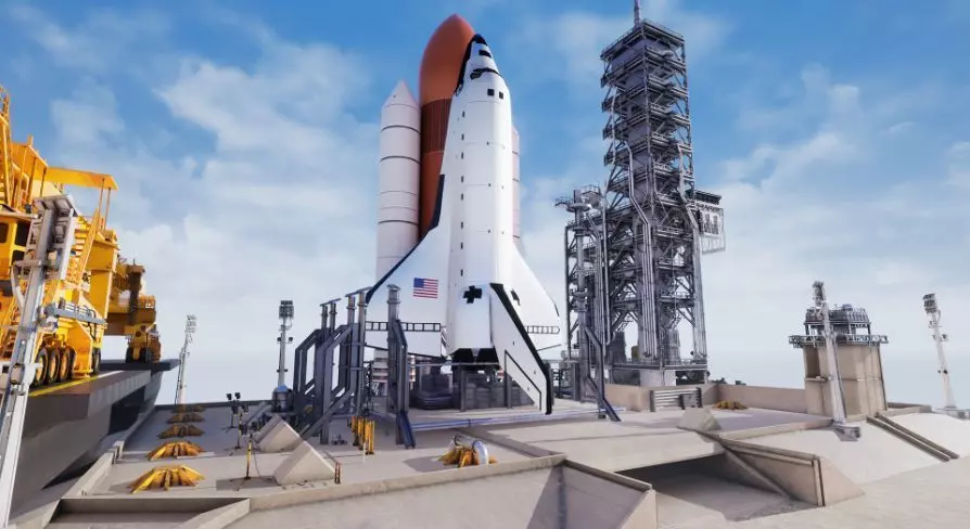 Space Shuttle Launch  Realistic Environment Low-poly 3D model_0