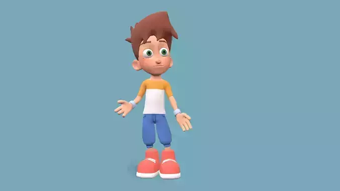 Boy  Low Poly 3D model PBR and Hand paint