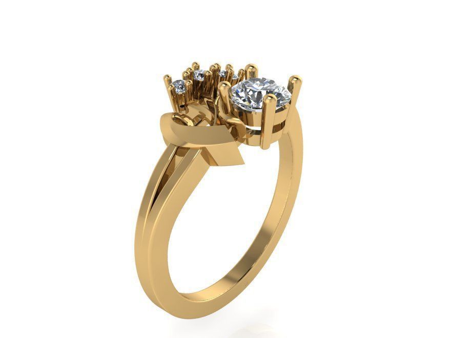 Opened flower diamond ring 2290 3D print model 3D print model_1