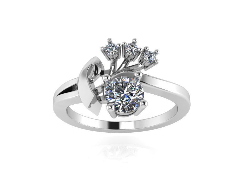 Opened flower diamond ring 2290 3D print model 3D print model_2