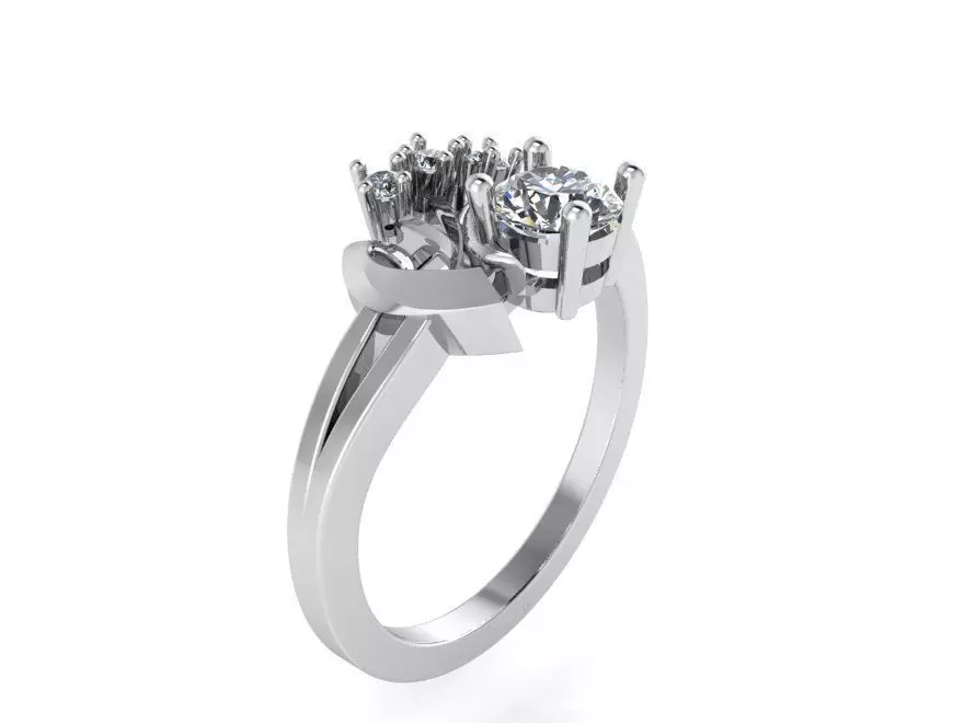 Opened flower diamond ring 2290 3D print model 3D print model_0