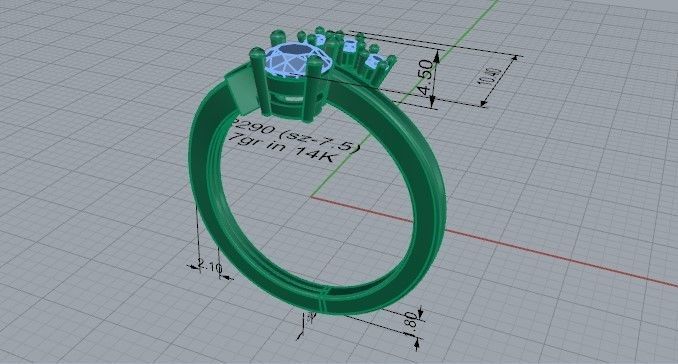 Opened flower diamond ring 2290 3D print model 3D print model_5