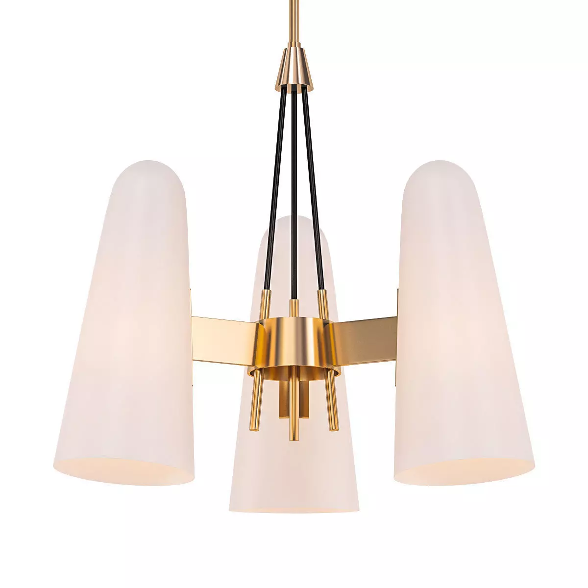 MONTFAUCON 3 three light chandelier with brass and shades 3D model
