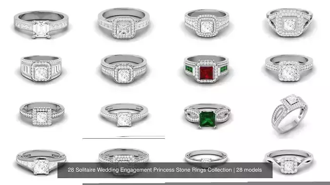 28 Solitaire Wedding Engagement Princess Stone Rings Collection 