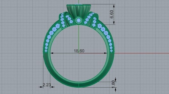 Round Diamond Ornamental Ring 2295 3D print model  3D print model_6