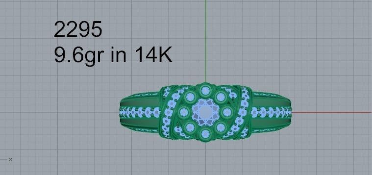 Round Diamond Ornamental Ring 2295 3D print model  3D print model_4