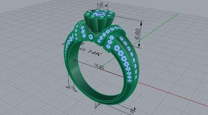 Round Diamond Ornamental Ring 2295 3D print model  3D print model_5
