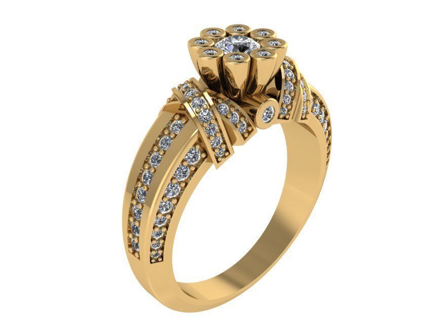 Round Diamond Ornamental Ring 2295 3D print model  3D print model_1