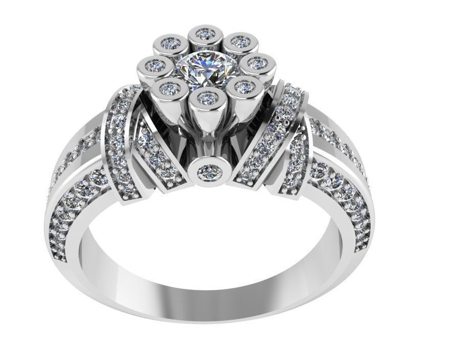 Round Diamond Ornamental Ring 2295 3D print model  3D print model_2