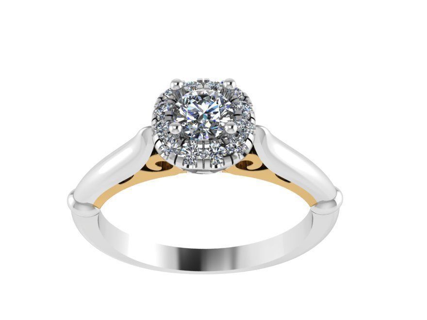 Yellow textured diamond ring 2296 3D print model  3D print model_1