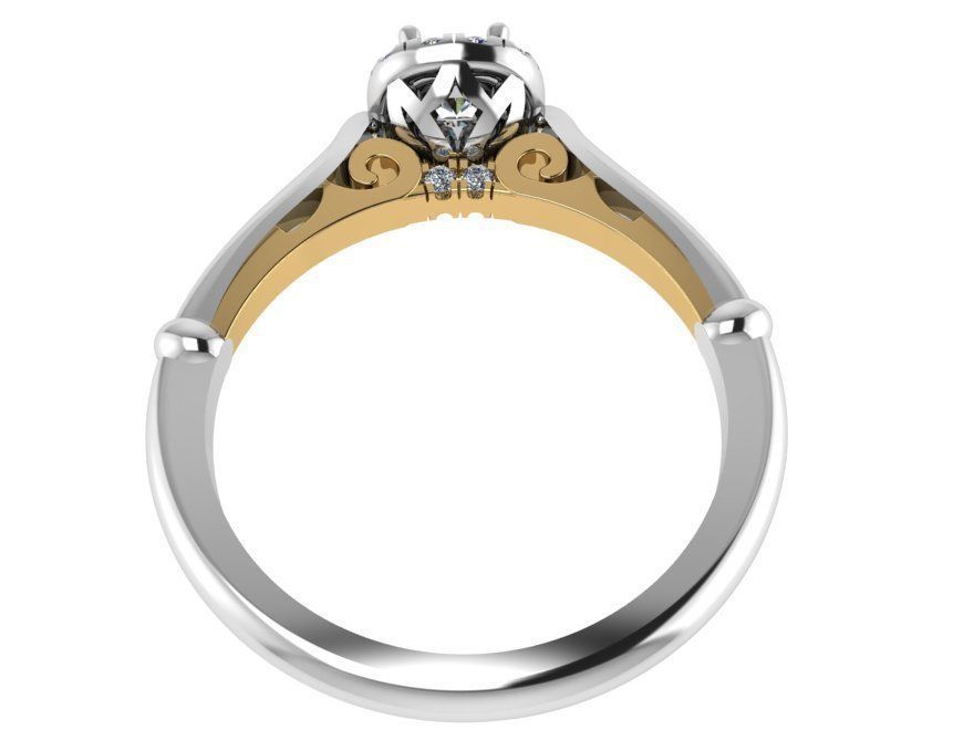 Yellow textured diamond ring 2296 3D print model  3D print model_2