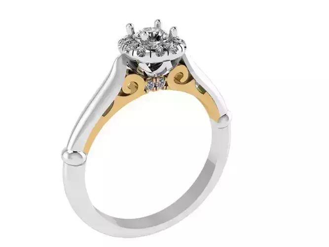 Yellow textured diamond ring 2296 3D print model 