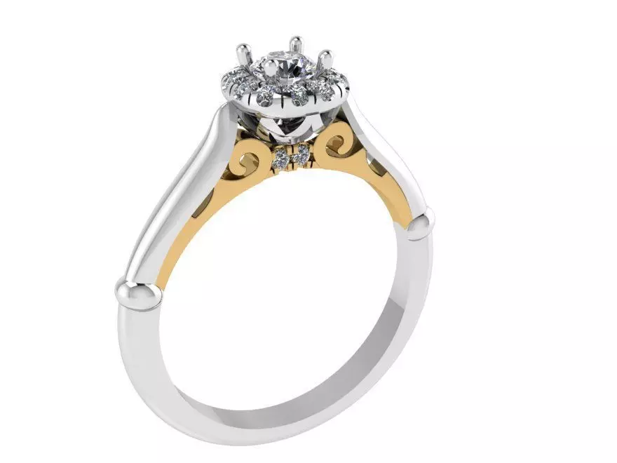 Yellow textured diamond ring 2296 3D print model  3D print model_0