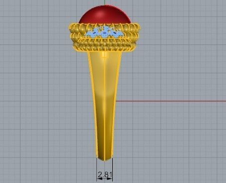 Opal round diamond ring 2297 3D print model 3D print model_7