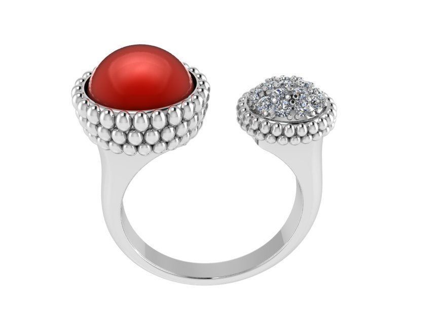 Opal round diamond ring 2297 3D print model 3D print model_2