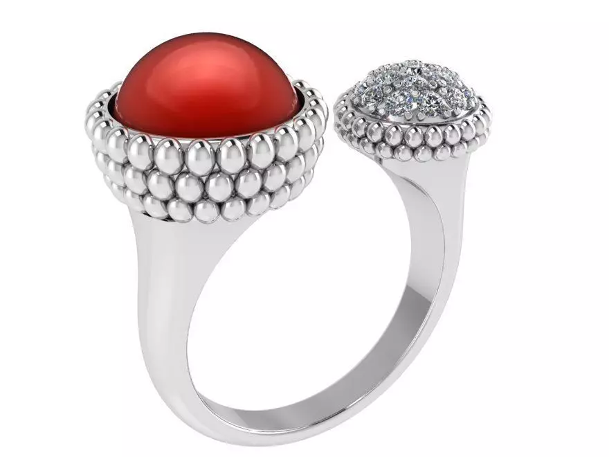 Opal round diamond ring 2297 3D print model 3D print model_0