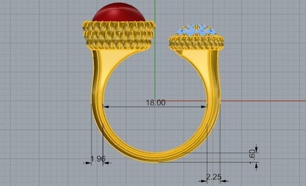 Opal round diamond ring 2297 3D print model 3D print model_6