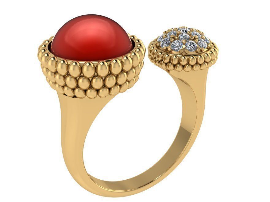 Opal round diamond ring 2297 3D print model 3D print model_1