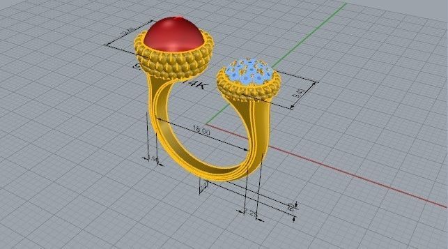 Opal round diamond ring 2297 3D print model 3D print model_5