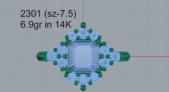 Marquise Cut Emerald Halo Diamond Ring 2301 3D print model  3D print model_4