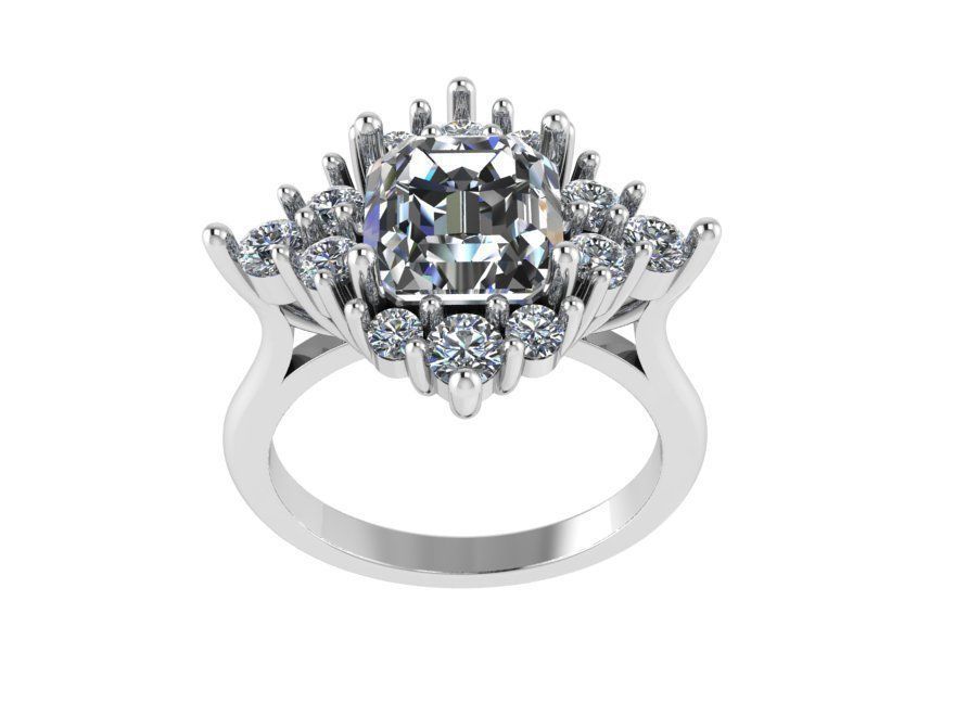 Marquise Cut Emerald Halo Diamond Ring 2301 3D print model  3D print model_2