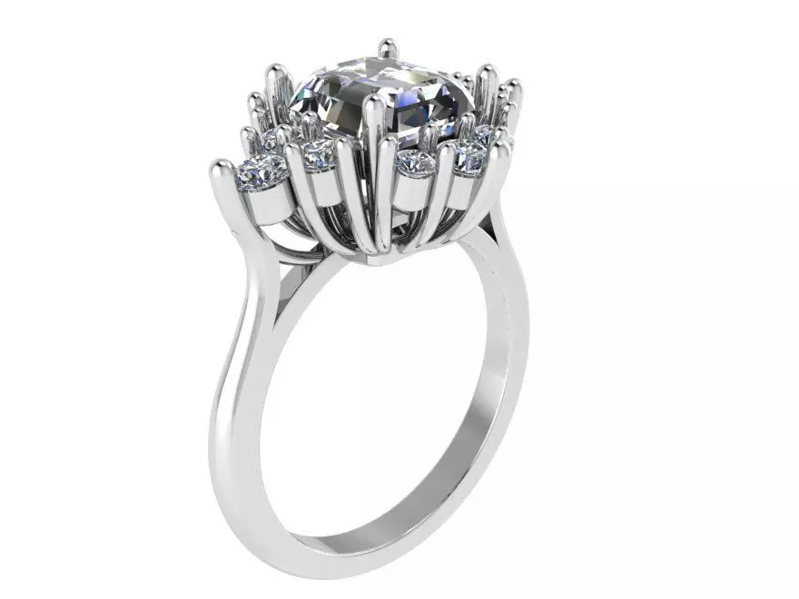 Marquise Cut Emerald Halo Diamond Ring 2301 3D print model  3D print model_0